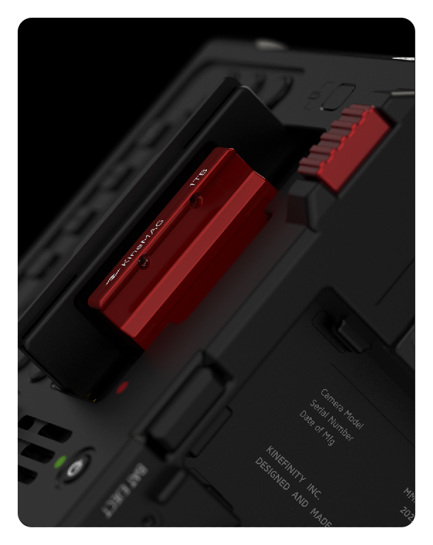 close up of the kinefinity mavo s35 mark 2 ssd slot